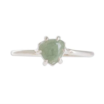 Alternate image for Guatemalan Apple Green Jade and Sterling Silver Ring Apple Green Trillion