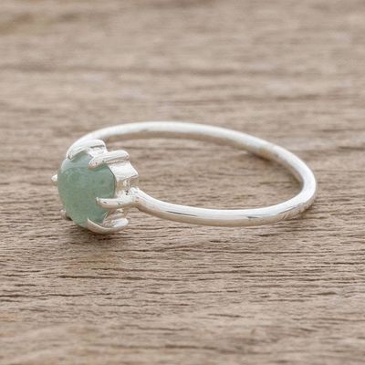 Alternate image for Guatemalan Apple Green Jade and Sterling Silver Ring Apple Green Trillion