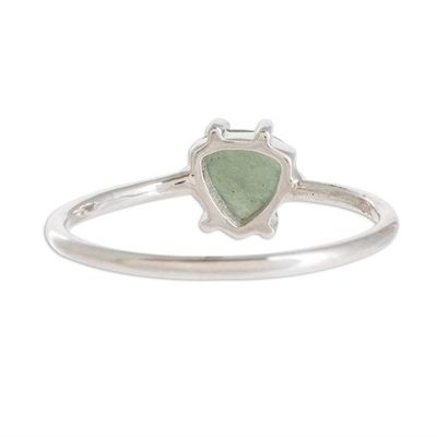 Alternate image for Guatemalan Apple Green Jade and Sterling Silver Ring Apple Green Trillion