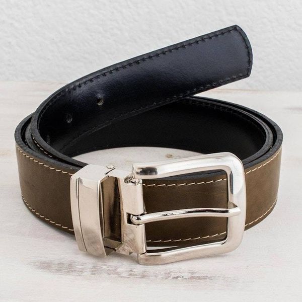 Alternate image for Green and Black Reversible Mens Belt Advocate in Olive