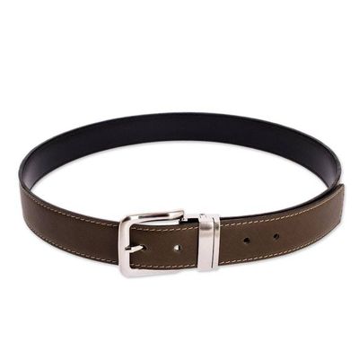 Alternate image for Green and Black Reversible Mens Belt Advocate in Olive
