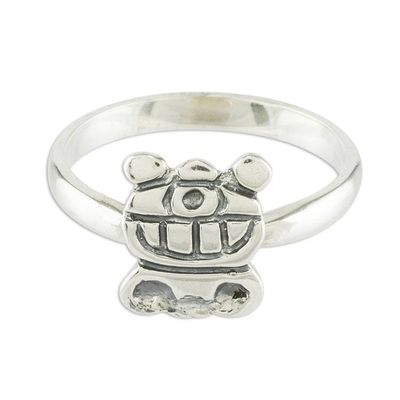 Alternate image for Mayan Sterling Silver Uayeb Calendar Glyph Unisex Ring Uayeb