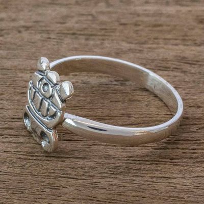 Alternate image for Mayan Sterling Silver Uayeb Calendar Glyph Unisex Ring Uayeb