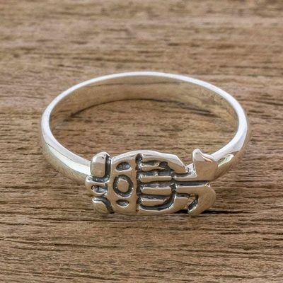 Primary image for Mayan Sterling Silver Date Glyph for Warriors Unisex Ring Pax Glyph
