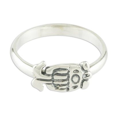 Alternate image for Mayan Sterling Silver Date Glyph for Warriors Unisex Ring Pax Glyph