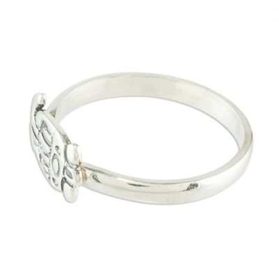 Alternate image for Mayan Sterling Silver Date Glyph for Warriors Unisex Ring Pax Glyph