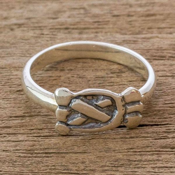 Alternate image for Mayan Silver Date Glyph for Hunters  Fishermen Unisex Ring Hunters and Fishermen
