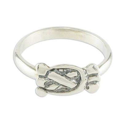 Alternate image for Mayan Silver Date Glyph for Hunters  Fishermen Unisex Ring Hunters and Fishermen