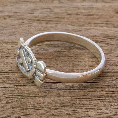 Alternate image for Mayan Silver Date Glyph for Hunters  Fishermen Unisex Ring Hunters and Fishermen