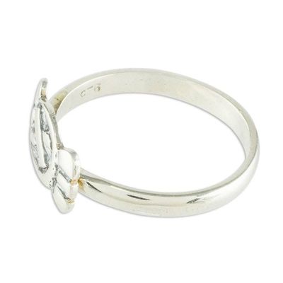 Alternate image for Mayan Silver Date Glyph for Hunters  Fishermen Unisex Ring Hunters and Fishermen