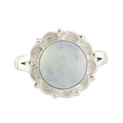 Alternate image for Guatemalan Hand Crafted Lilac Jade Ring Lilac Dahlia