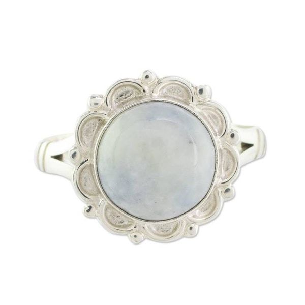Alternate image for Guatemalan Hand Crafted Lilac Jade Ring Lilac Dahlia