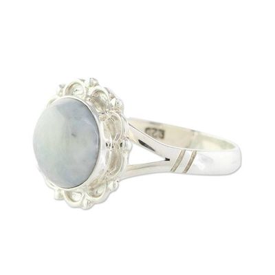 Alternate image for Guatemalan Hand Crafted Lilac Jade Ring Lilac Dahlia