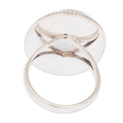 Alternate image for Unique Modern Sterling Silver Black Jade Cocktail Ring Maya Night Sky