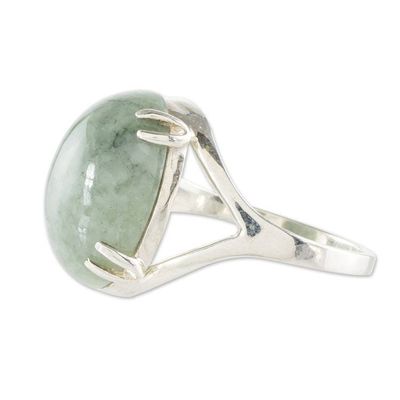Alternate image for Sterling and Jade Cabochon Ring Delicate Green