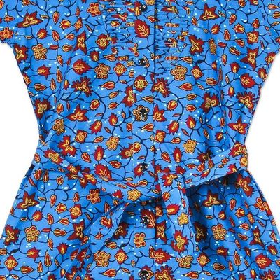 Alternate image for Vine Motif Cotton Shirtdress in Azure from Ghana Virtuous Vine