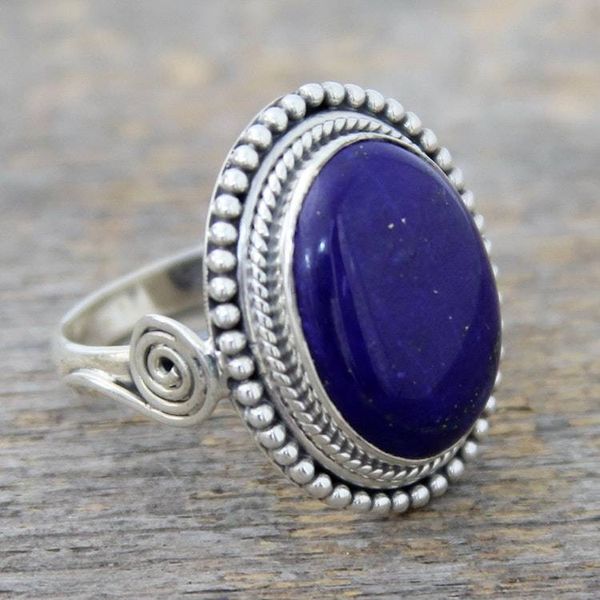 Alternate image for Sterling Silver Cocktail Ring with Lapis Lazuli from India Royal Blue Glow