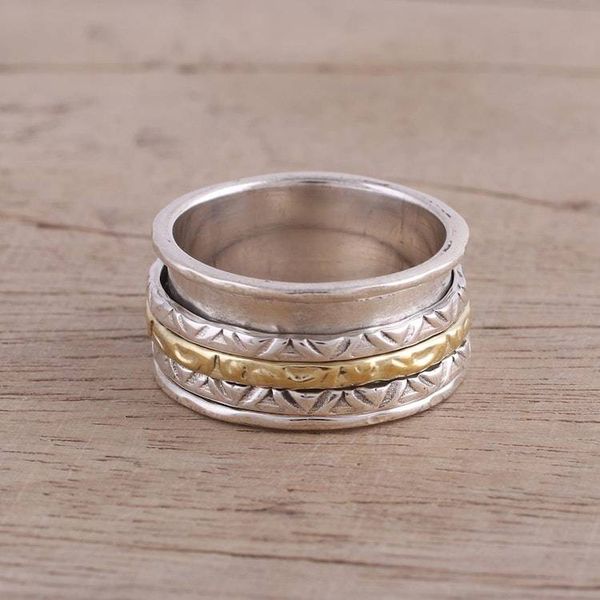 Alternate image for Sterling Silver and Brass Spinner Ring from India Beautiful Rotation