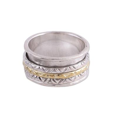 Alternate image for Sterling Silver and Brass Spinner Ring from India Beautiful Rotation