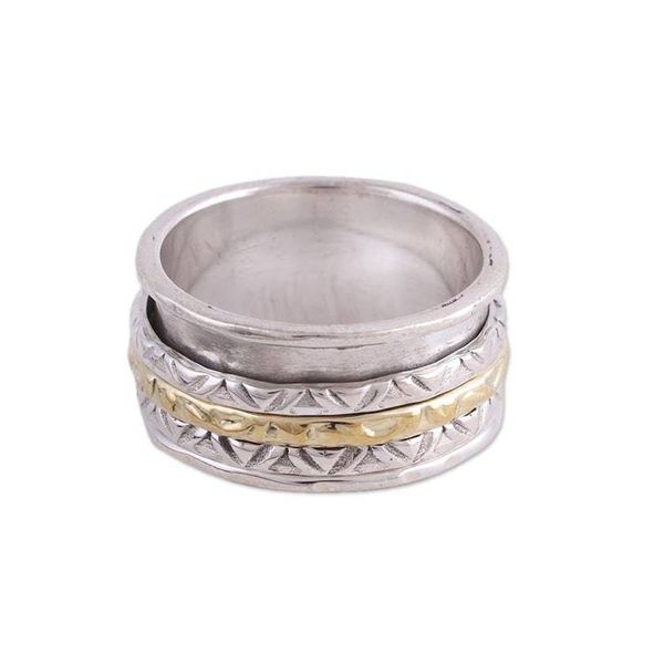 Alternate image for Sterling Silver and Brass Spinner Ring from India Beautiful Rotation