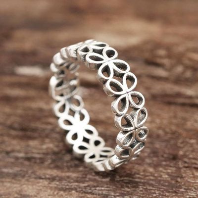 Alternate image for Petal Pattern Sterling Silver Band Ring from India Happy Petals