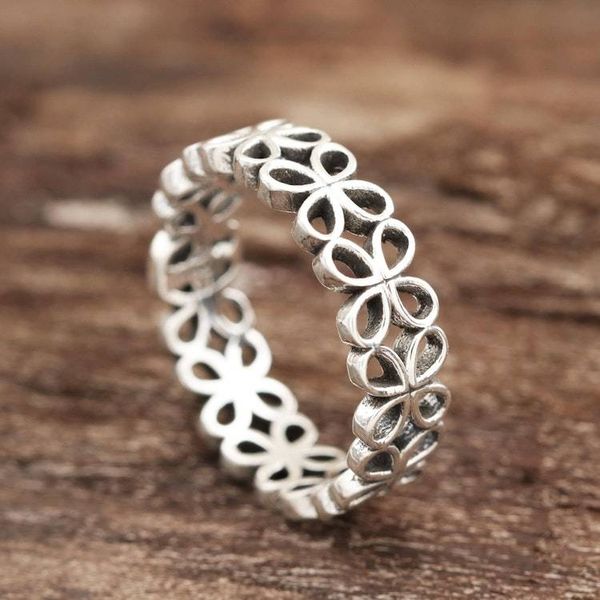 Alternate image for Petal Pattern Sterling Silver Band Ring from India Happy Petals