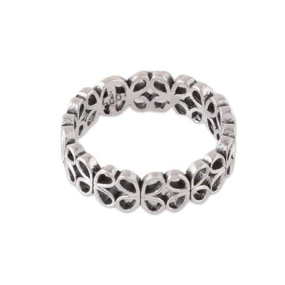 Alternate image for Petal Pattern Sterling Silver Band Ring from India Happy Petals