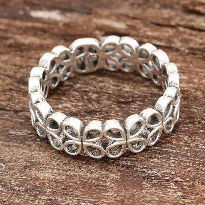 Alternate image for Petal Pattern Sterling Silver Band Ring from India Happy Petals