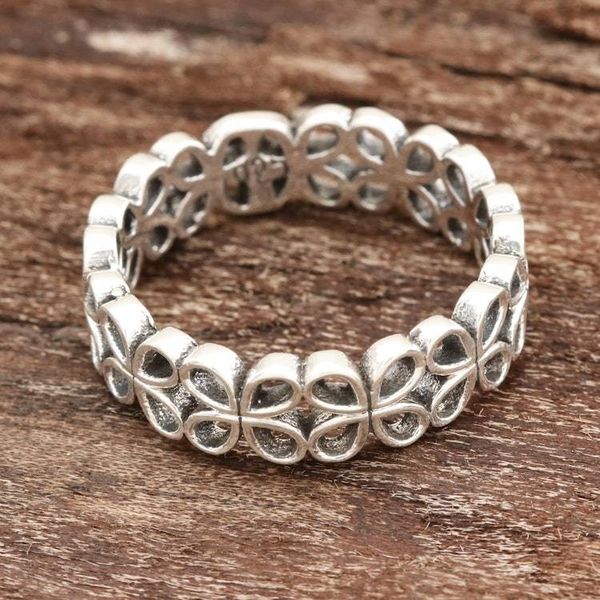 Alternate image for Petal Pattern Sterling Silver Band Ring from India Happy Petals