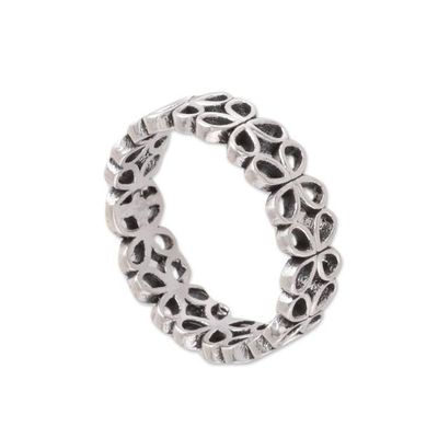 Alternate image for Petal Pattern Sterling Silver Band Ring from India Happy Petals