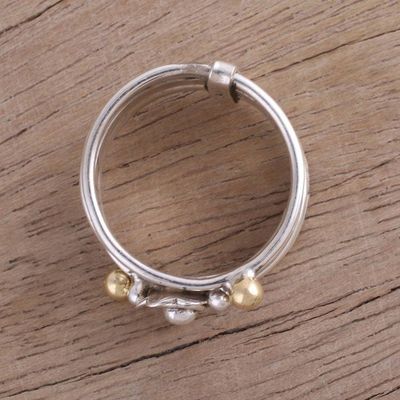 Alternate image for Handmade Sterling Silver and Brass Indian Meditation Ring Floral Splendor