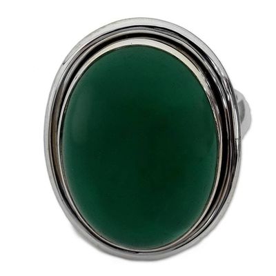 Alternate image for Sterling Silver Single Stone and Green Onyx Cocktail Ring Universe
