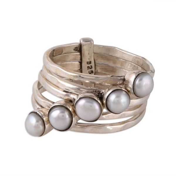 Alternate image for Cultured Pearl Cocktail Ring Crafted in India White Glow