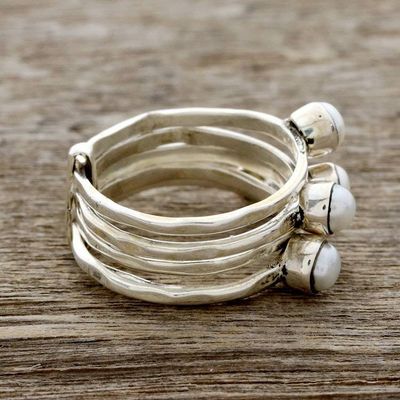 Alternate image for Cultured Pearl Cocktail Ring Crafted in India White Glow