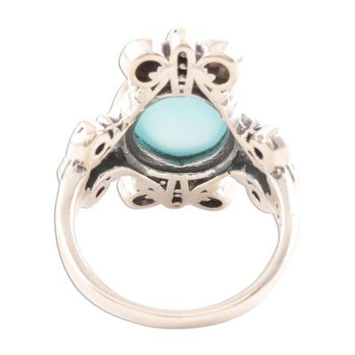 Alternate image for Swirl Pattern Chalcedony Cocktail Ring from India Aqua Swirls
