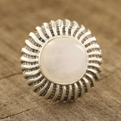 Alternate image for Round Rainbow Moonstone Cocktail Ring from India Moonlight Blaze