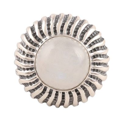 Alternate image for Round Rainbow Moonstone Cocktail Ring from India Moonlight Blaze