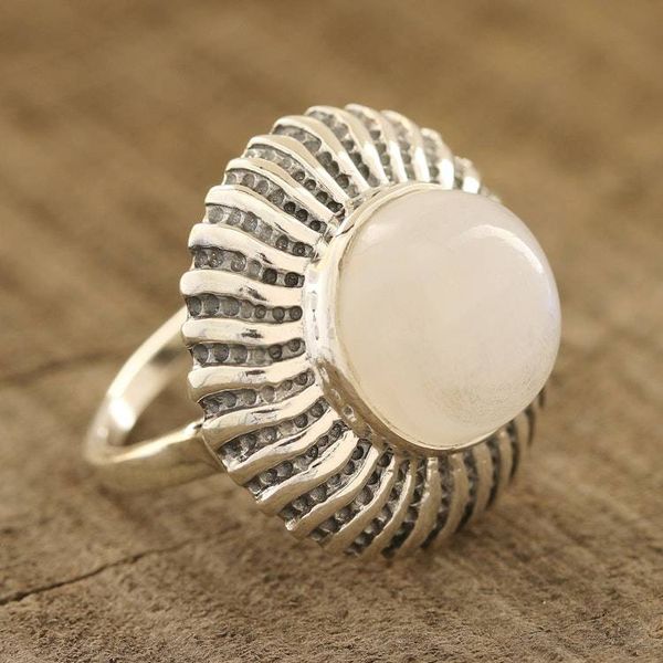 Alternate image for Round Rainbow Moonstone Cocktail Ring from India Moonlight Blaze