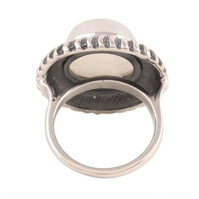 Alternate image for Round Rainbow Moonstone Cocktail Ring from India Moonlight Blaze