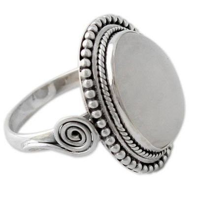 Alternate image for India Sterling Silver Cocktail Ring with Rainbow Moonstone Rainbow Glow