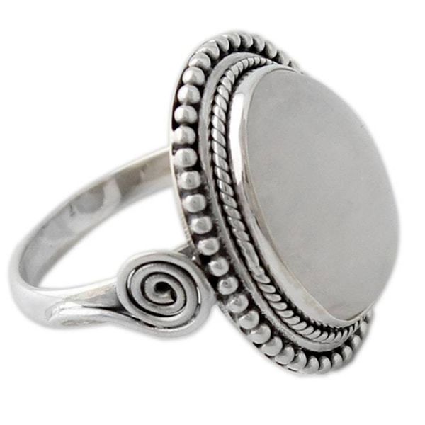 Alternate image for India Sterling Silver Cocktail Ring with Rainbow Moonstone Rainbow Glow