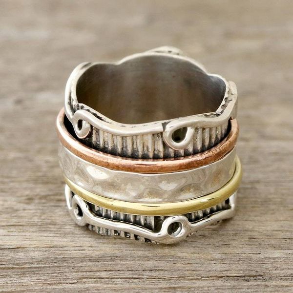Alternate image for Sterling Silver Spinner Ring with Brass and Copper Creative Flair