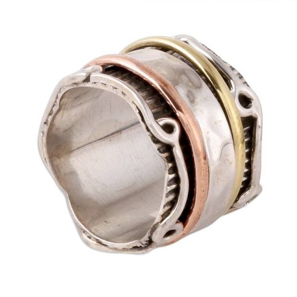 Alternate image for Sterling Silver Spinner Ring with Brass and Copper Creative Flair