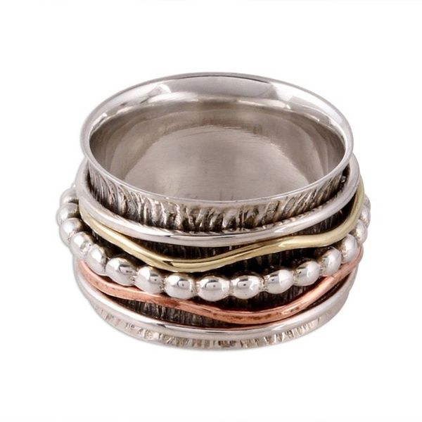 Alternate image for Patterned Sterling Silver Spinner Rig with Brass and Copper Dotted Flair
