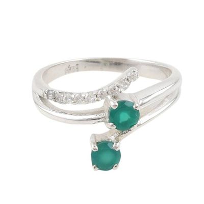 Alternate image for Traditional Cocktail Ring with Green Onyx and Cubic Zirconia Glorious Intellect