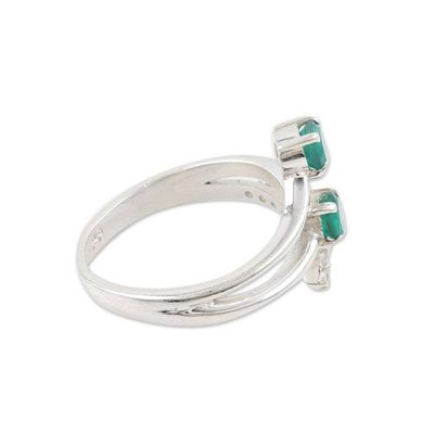 Alternate image for Traditional Cocktail Ring with Green Onyx and Cubic Zirconia Glorious Intellect