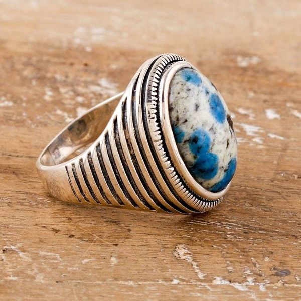 Alternate image for Mens Sterling Silver Cocktail Ring with Jasper Stone Boost Your Energy