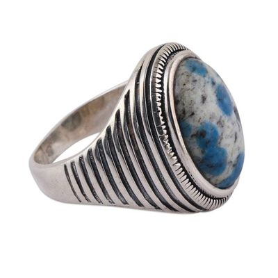 Alternate image for Mens Sterling Silver Cocktail Ring with Jasper Stone Boost Your Energy