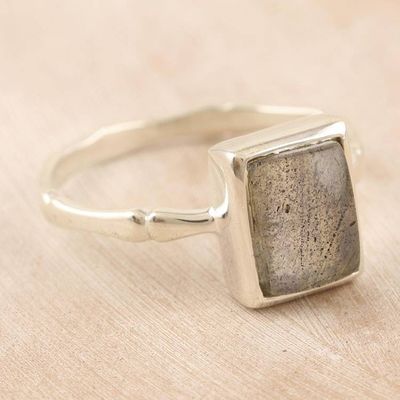 Alternate image for Sterling Silver and Labradorite Cocktail Ring from India Evening Warmth