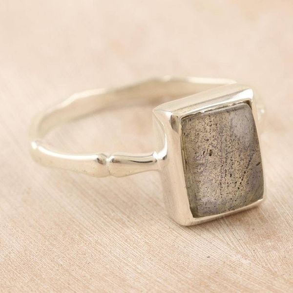 Alternate image for Sterling Silver and Labradorite Cocktail Ring from India Evening Warmth